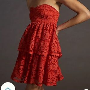 NWT ANTHROPOLOGIE MAEVE STRAPLESS LACE MINI DRESS